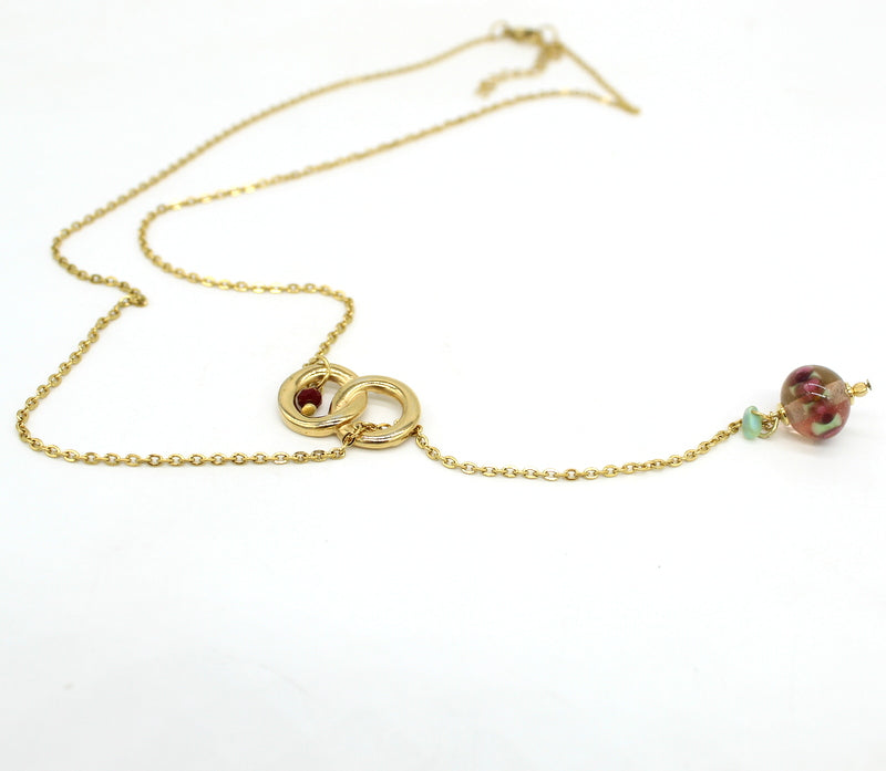 Collier coulissant en acier et verre de Murano Coris