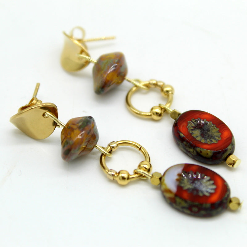 Boucles d'oreilles fleurs terracota Soryne