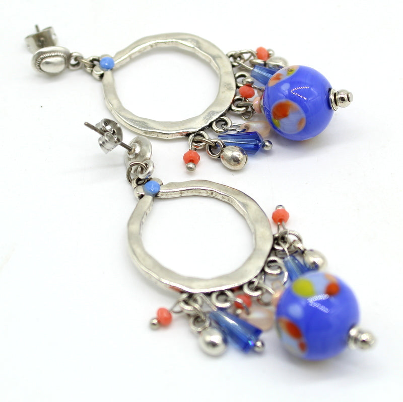 Boucles d'oreilles pampilles argentées Murano Sillage