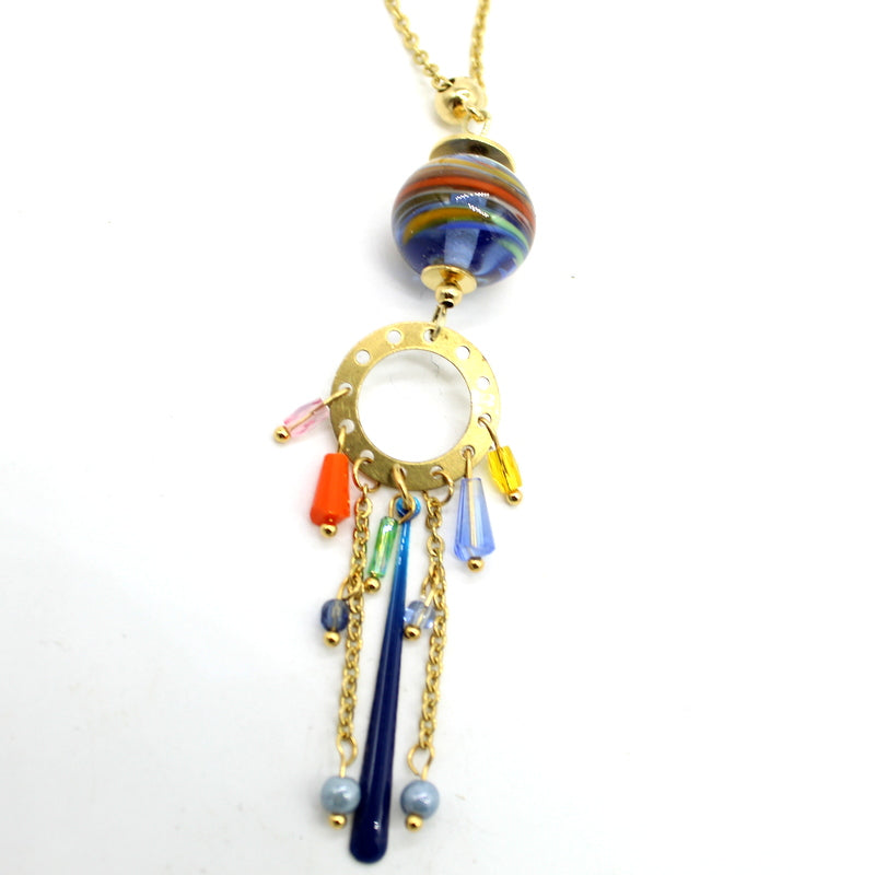 Collier pampilles bleu Zeline