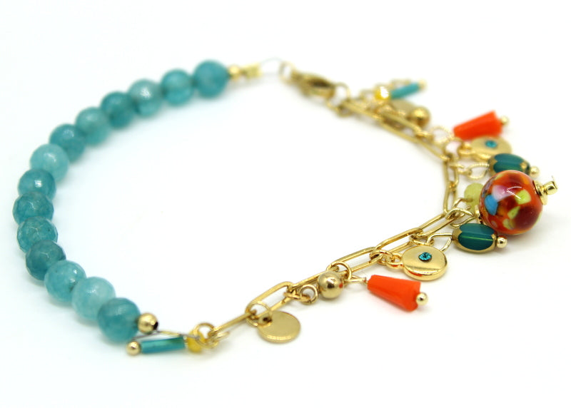 Bracelet agathe et Murano PAPAYA
