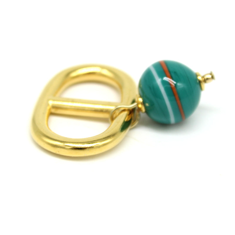 Accroche-foulard maille marine doré perle en verre de Murano couleur vert pétrole