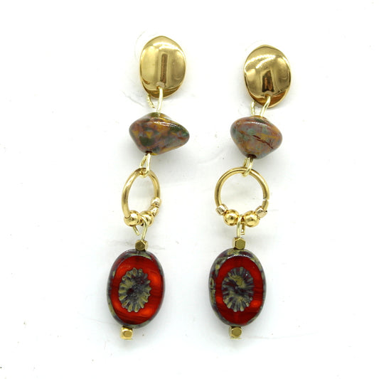 Boucles d'oreilles fleurs terracota Soryne
