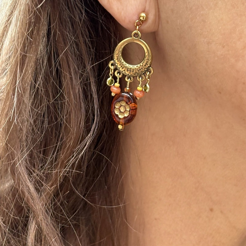 Boucles d'oreilles pampilles topaz fleur