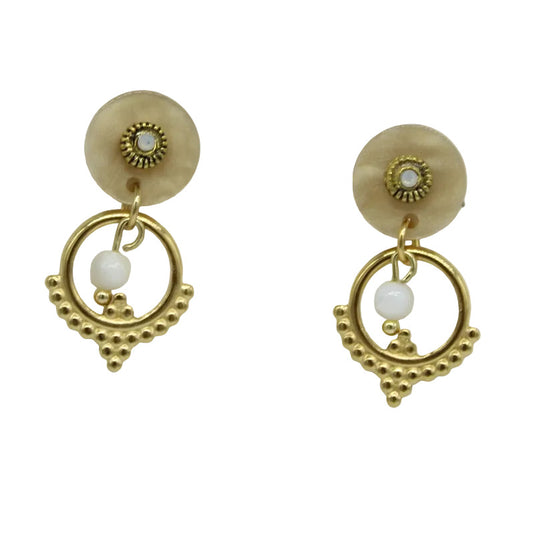 Boucle d'oreilles résine beige