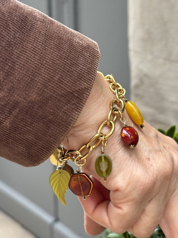 Bracelet chaine pampilles murano et teintes automnales