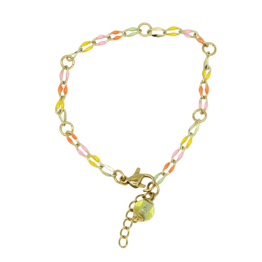 
bracelet-chaine-email-pastel-orange-jaune-vert-rose-murano-zeste-BR17ZH
