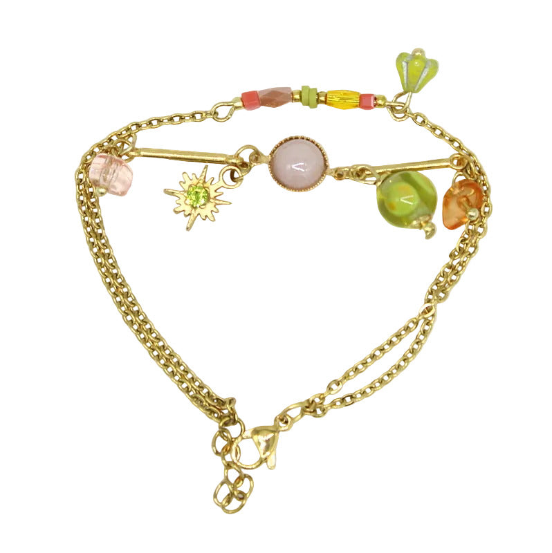 
bracelet-double-rang-murano-vert-anis-orange-soleil-strass-email-zeste-BR23ZE