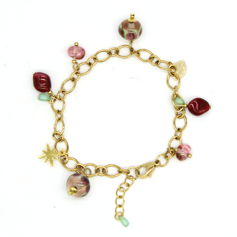 Bracelet pampilles en acier et verre de Murano Coris