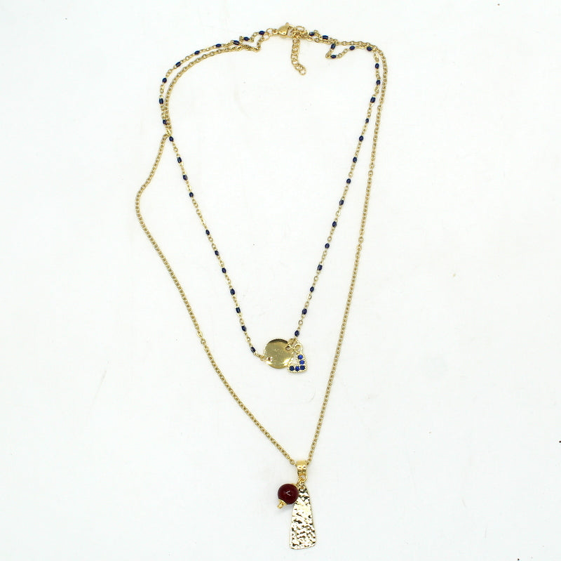 Collier garnet dream, bleu nuit et bordeaux