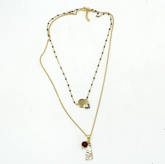 Collier garnet dream, bleu nuit et bordeaux