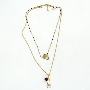 Collier garnet dream, bleu nuit et bordeaux