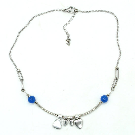 Collier famille bleu argenté