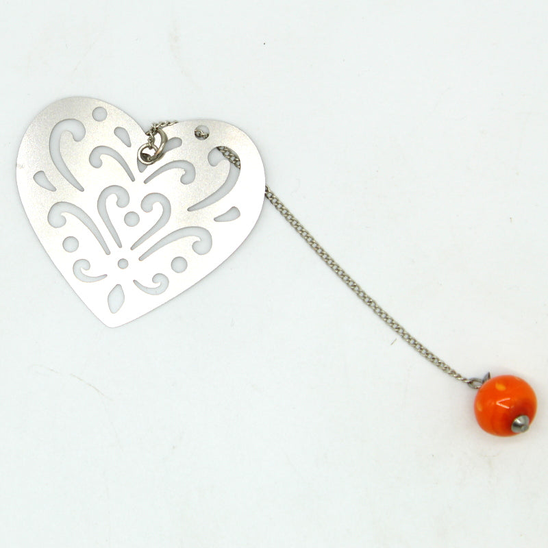 Marque-page coeur orange