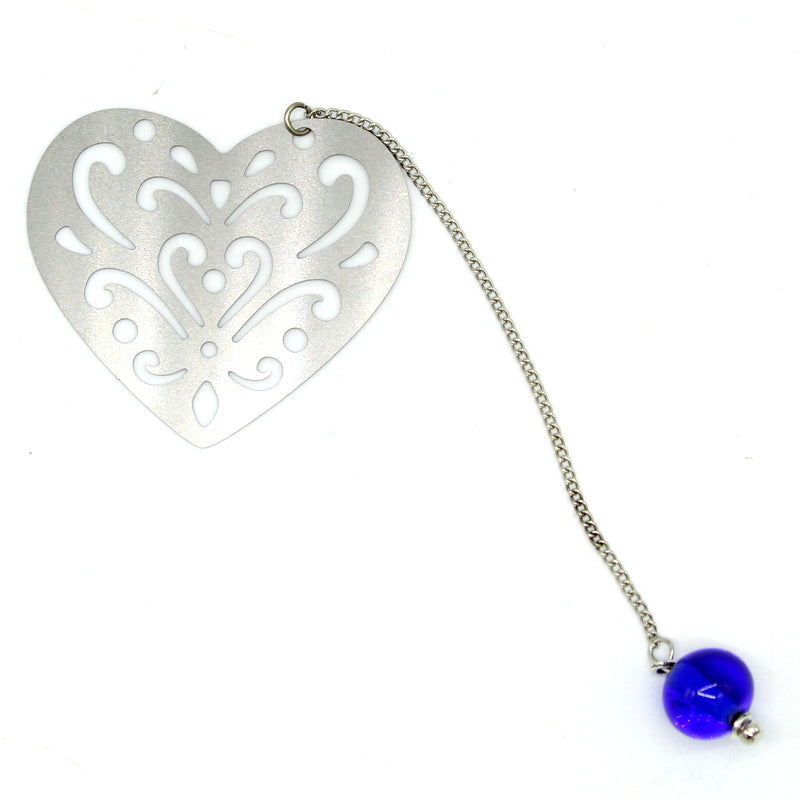 Marque-page coeur bleu