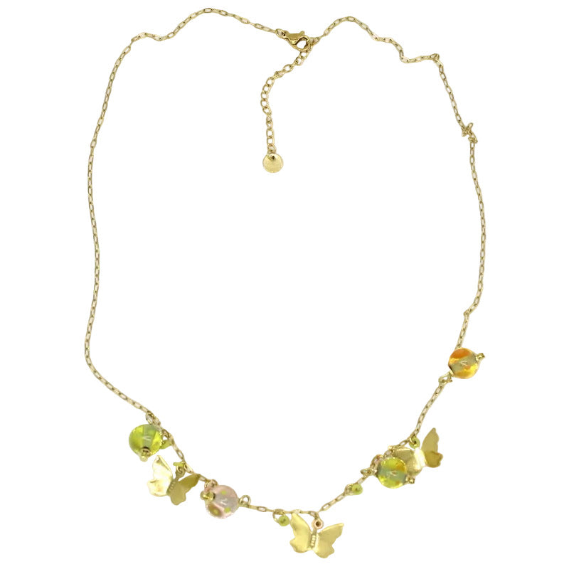 Collier ras de cou paillons murano orange anis