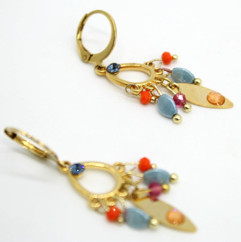 Boucles d'oreilles dormeuses dague acier doré Nila