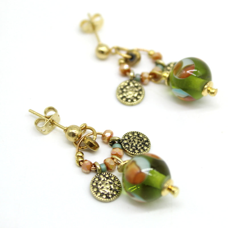 Boucles d'oreilles chaînes et perle Murano – Salvia (Copie)