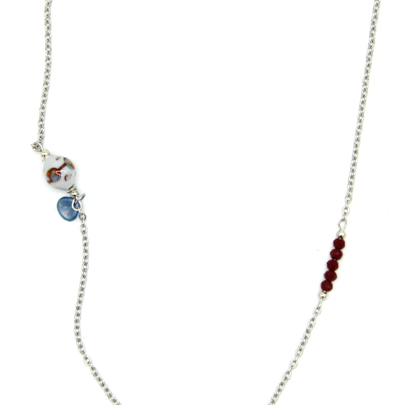 Collier long bordeaux Oralya