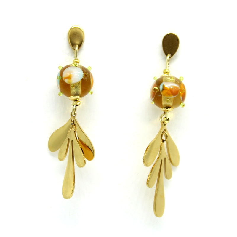 Boucles d'oreilles feuille et perle Murano – Salvia