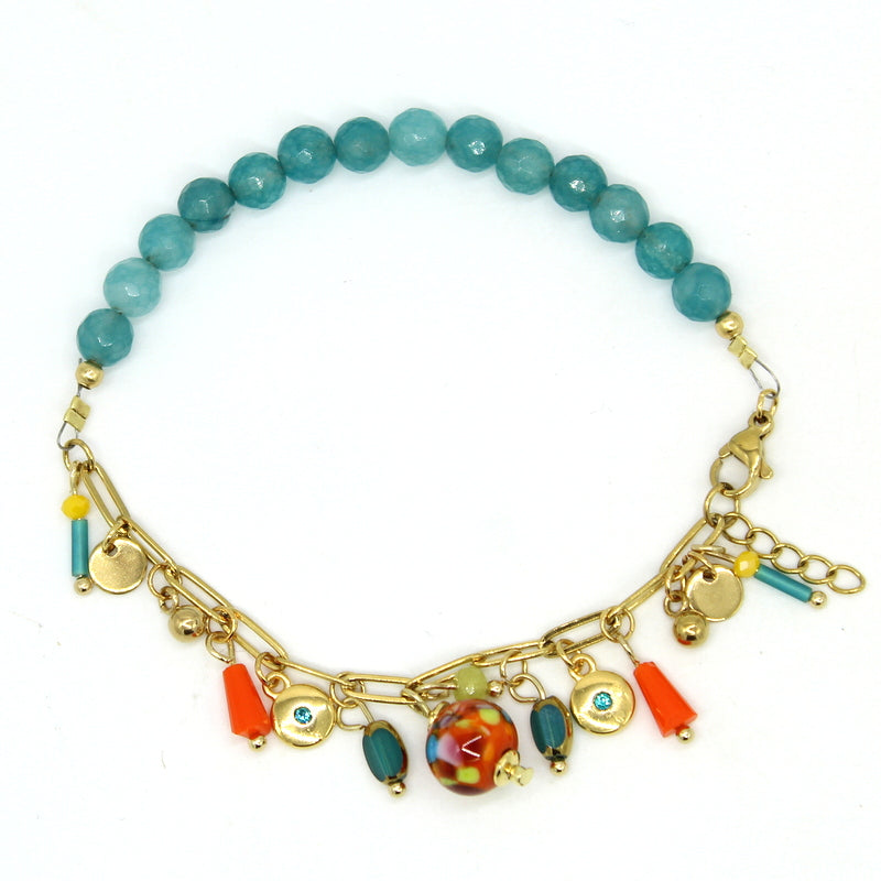 Bracelet agathe et Murano PAPAYA