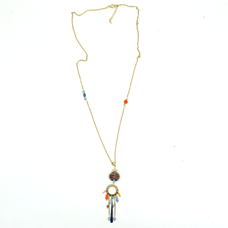 Collier pampilles bleu Zeline