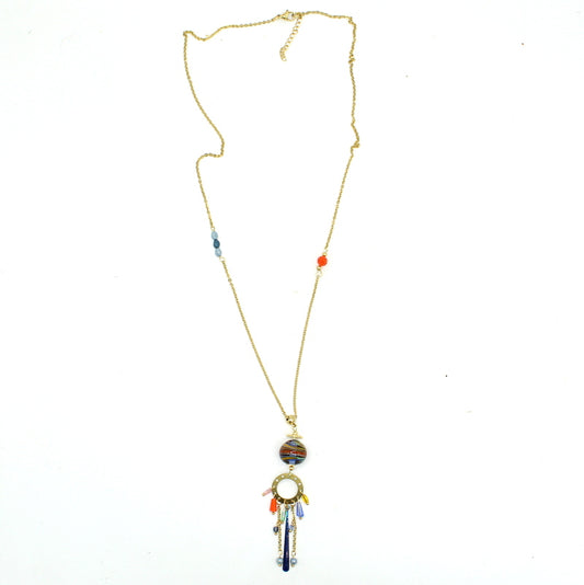 Collier pampilles bleu Zeline