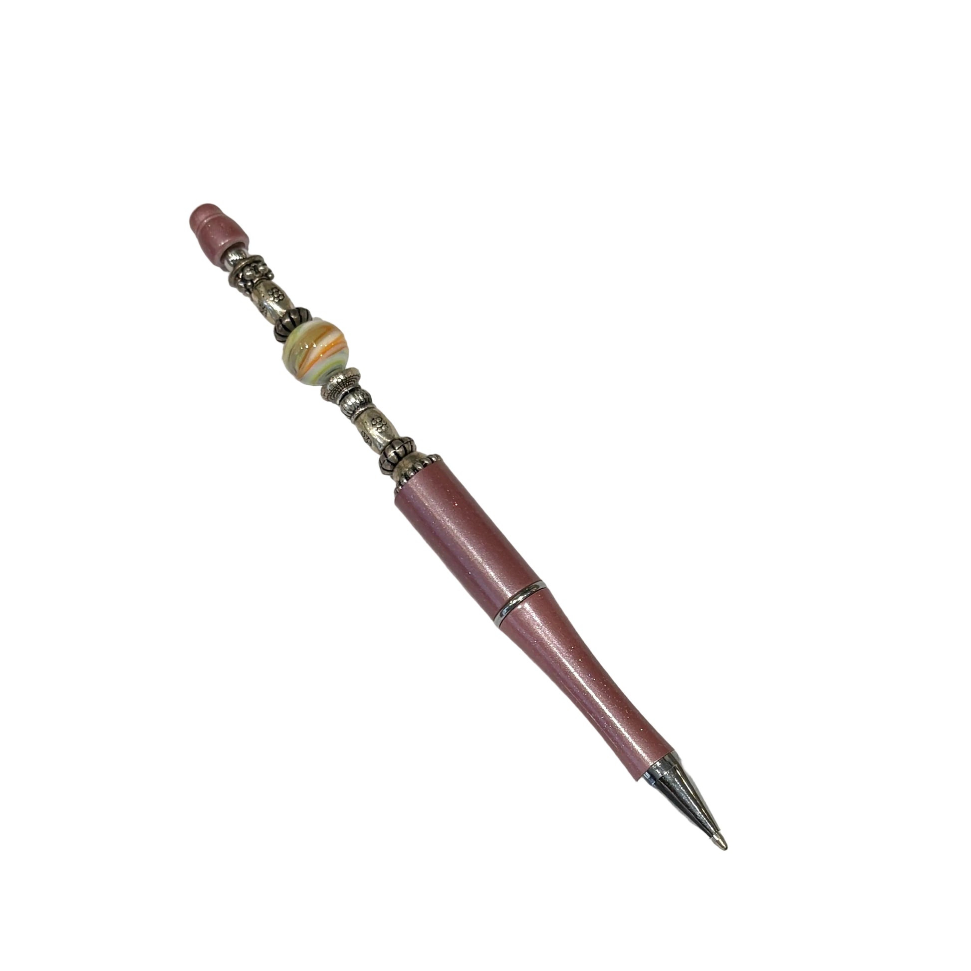 stylo rose perle en verre de murano multicolore