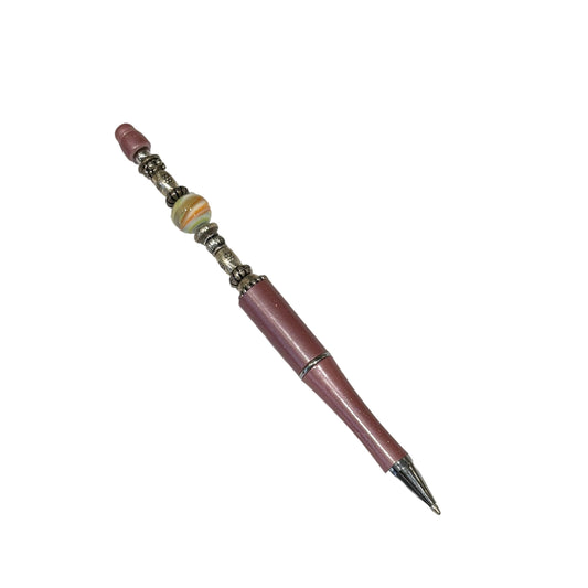 stylo rose perle en verre de murano multicolore