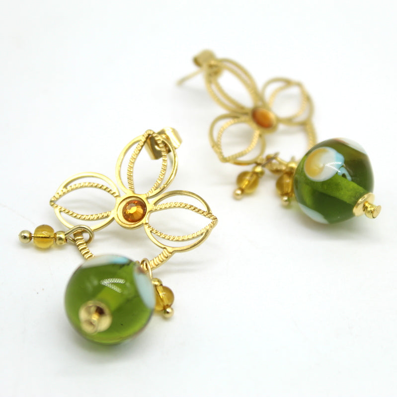 Boucles d'oreilles fleurs perle Murano – Salvia